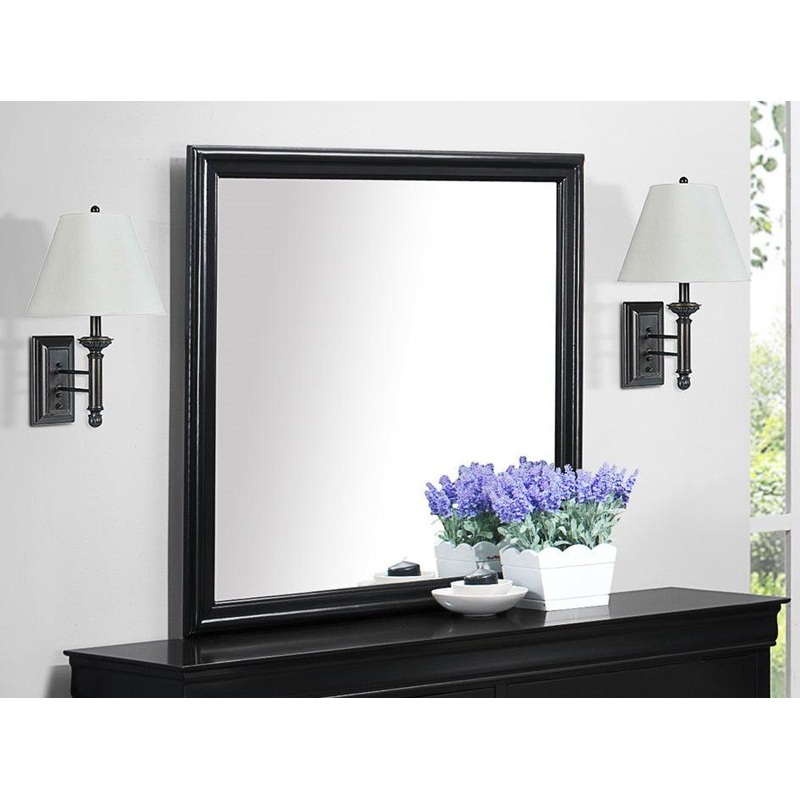 Crown Mark Furniture Louis Philip Dresser Mirror in Black B3950-11