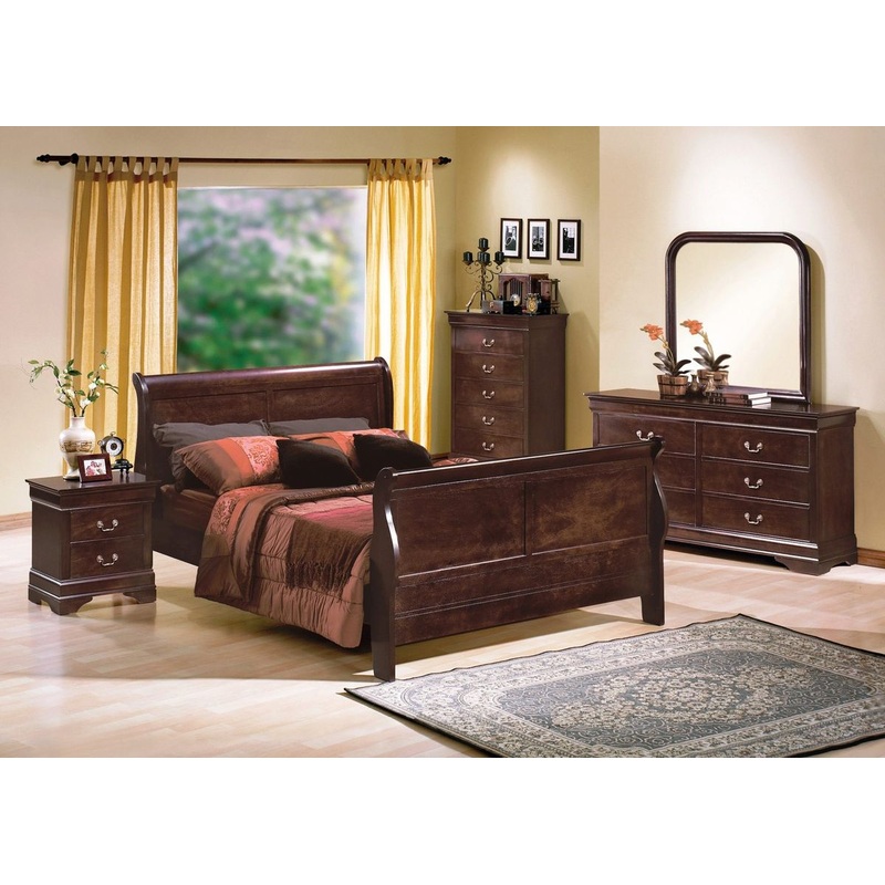 Crown Mark Furniture Louis Philip Full Bed in Dark Cherry