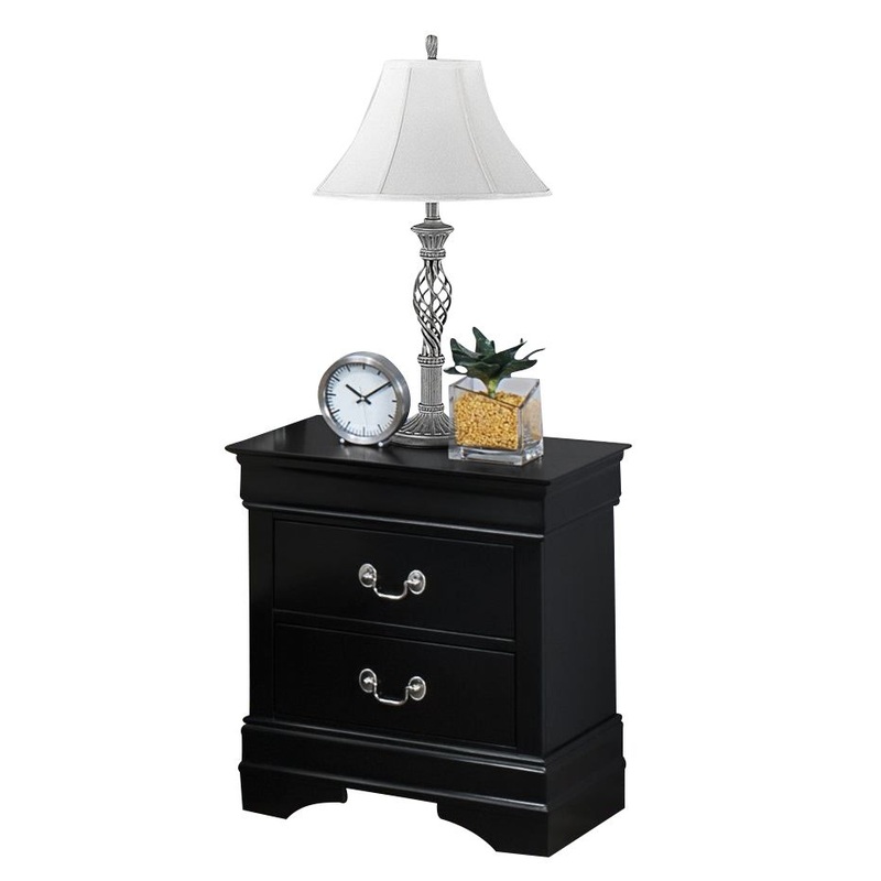 Crown Mark Furniture Louis Philip Nightstand in Black