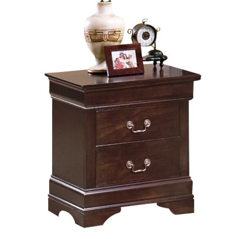Crown Mark Furniture Louis Philip Nightstand in Dark Cherry