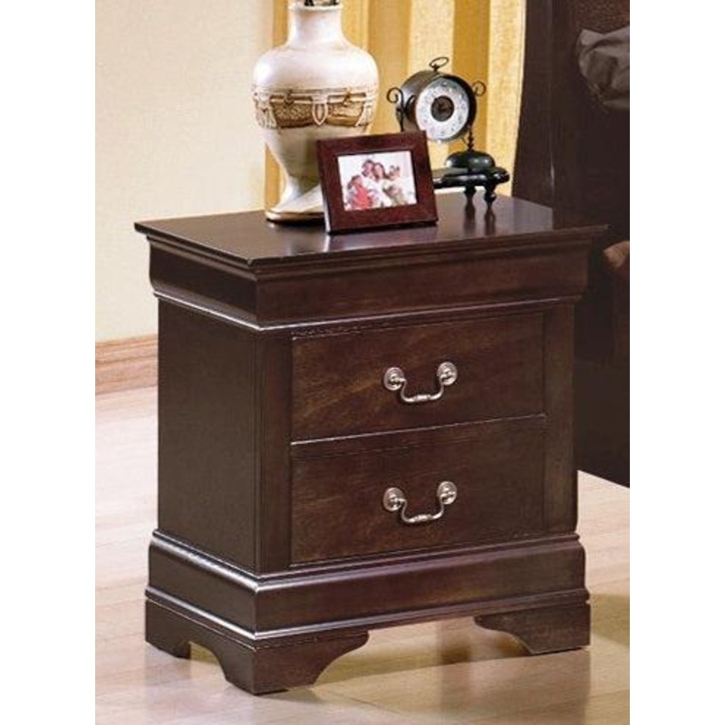 Crown Mark Furniture Louis Philip Nightstand in Dark Cherry B3850-2