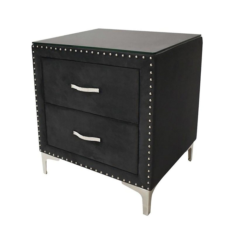 Crown Mark Furniture Lucinda 2 Drawer Nightstand in Black
