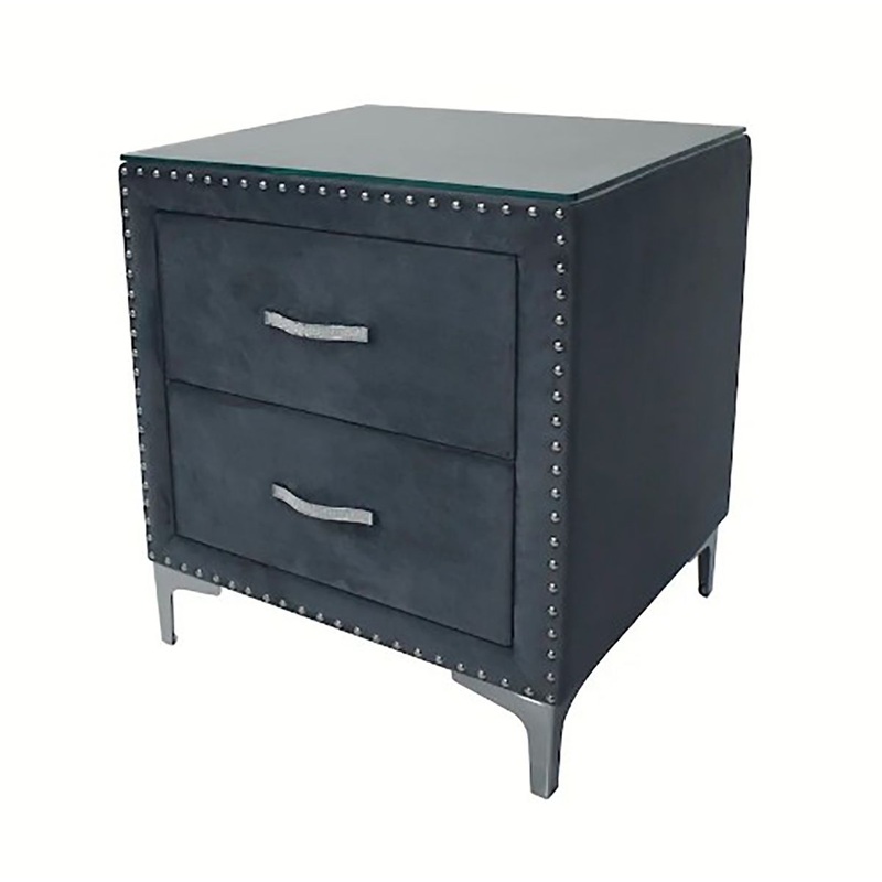 Crown Mark Furniture Lucinda 2 Drawer Nightstand in Gray
