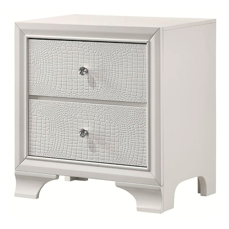 Crown Mark Furniture Lyssa 2 Drawer Nightstand in White