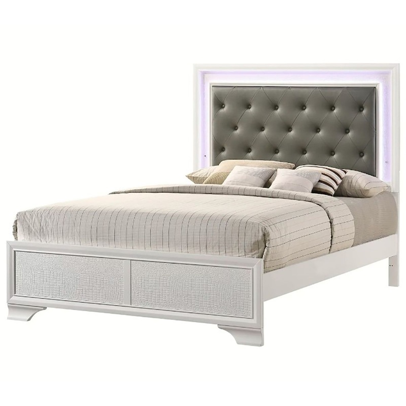 Crown Mark Furniture Lyssa King Upholstered Bed in White B4310-K