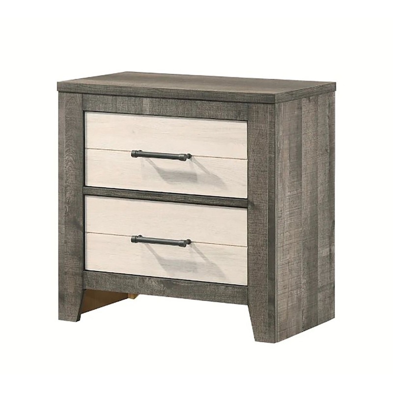 Crown Mark Furniture Rhett 2 Drawer Nightstand in Gray