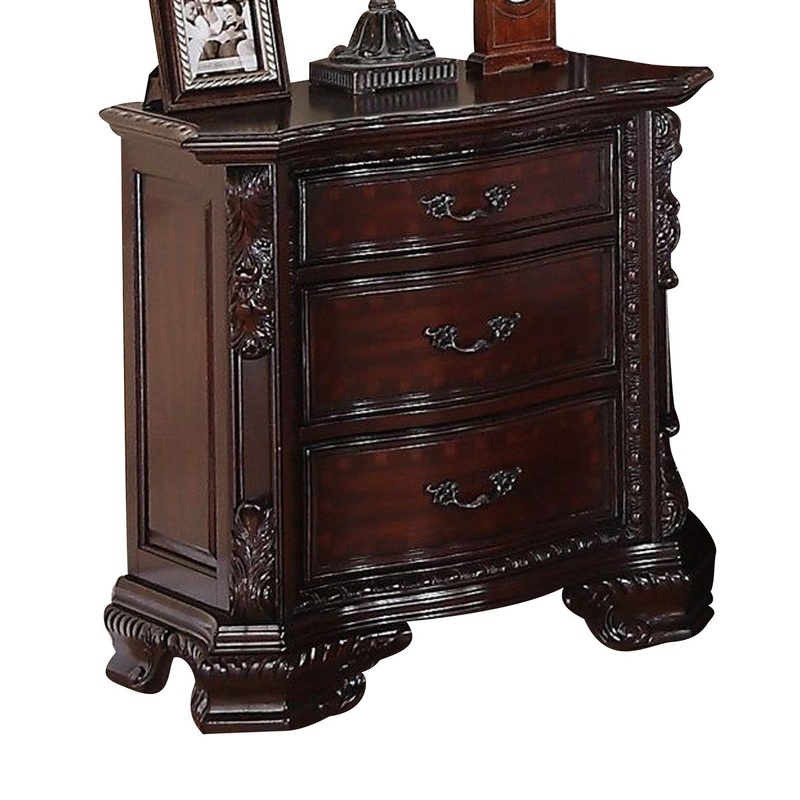 Crown Mark Furniture Sheffield Nightstand in Dark Cherry