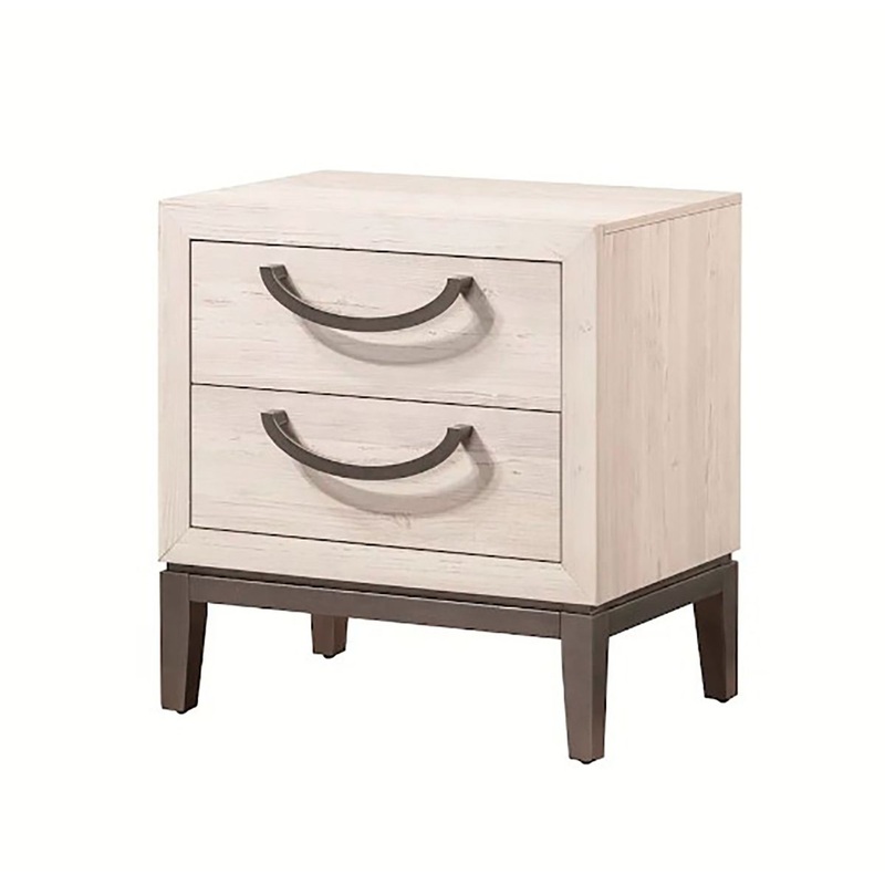 Crown Mark Furniture Veda 2 Drawer Nightstand in Beige