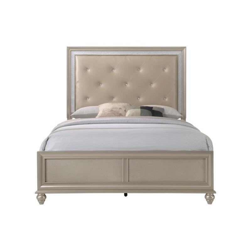 Crown Mark Lila Full Panel Bed in Champagne Faux B4390-F