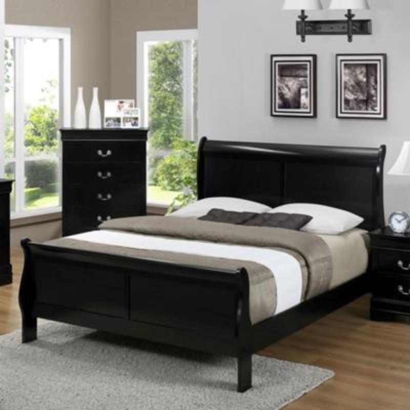 Crown Mark Louis Philip Twin Sleigh Bed in Black B3950