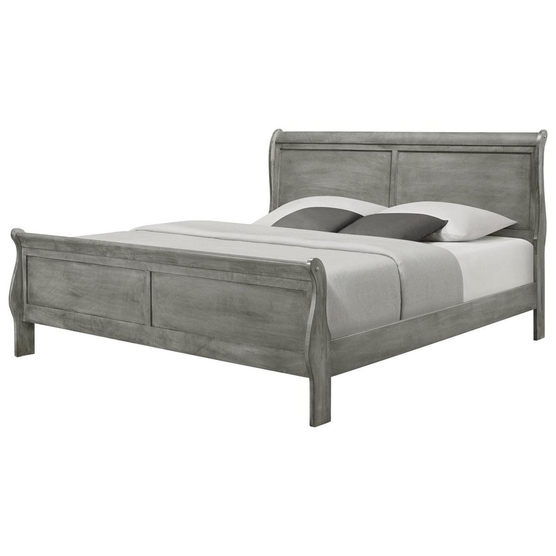 Crown Mark Louis Philip Twin Sleigh Bed in Grey