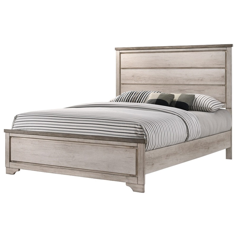 Crown Mark Patterson King Panel Bed in Driftwood Grey