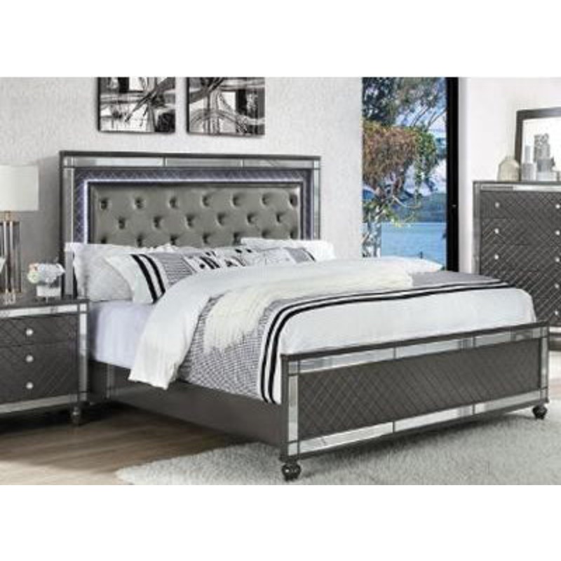 Crown Mark Refino Queen Panel Bed in Gray B1670-Q