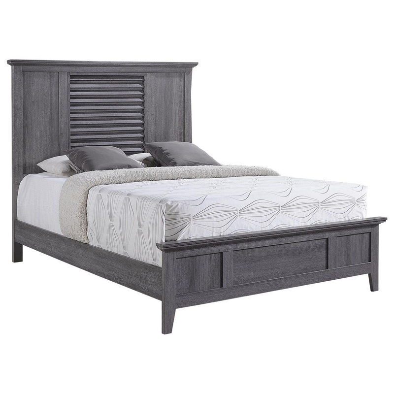 Crown Mark Sarter King Panel Bed in Weathered Gray