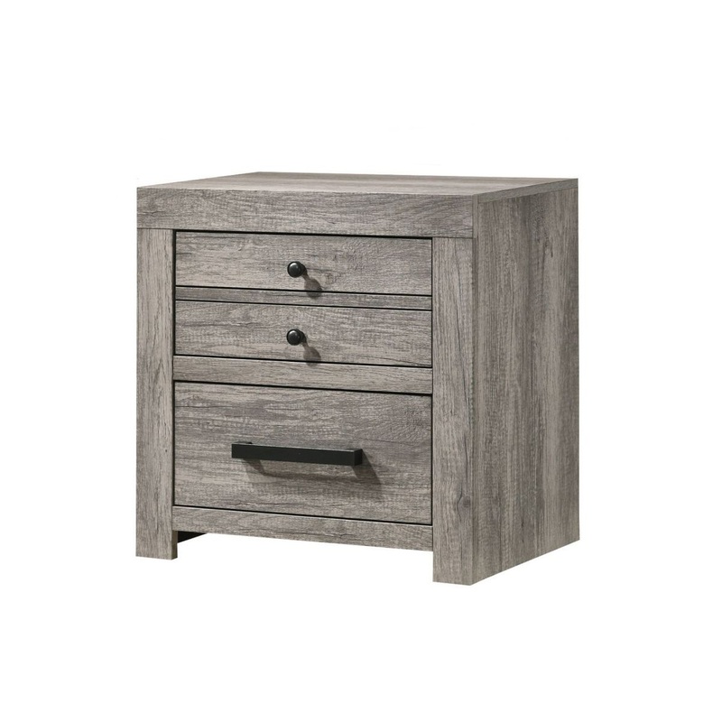 Crown Mark Tundra Nightstand in Grey