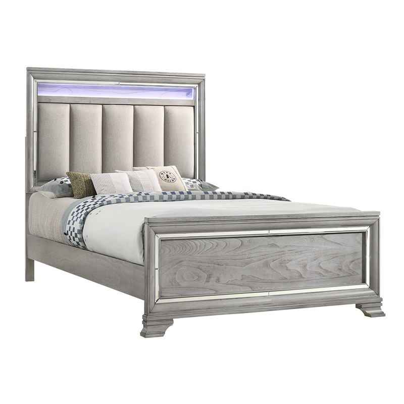 Crown Mark Vail King Panel Bed in Grey B7200-K