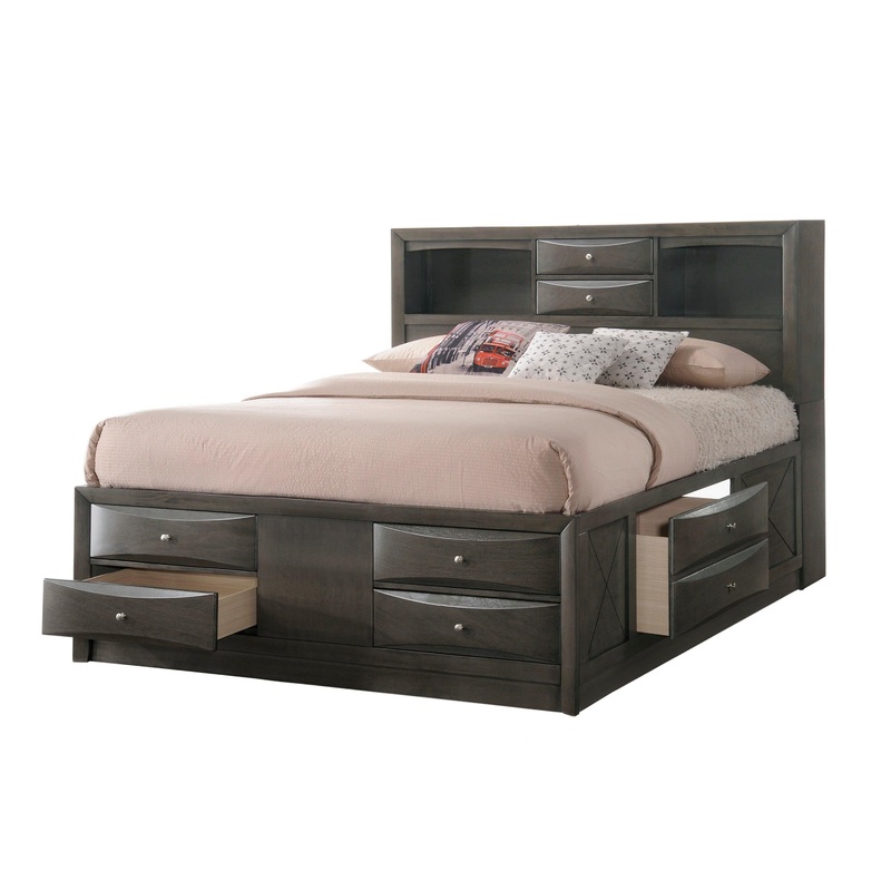 EMILY KING CAPTAINS BED HB/FB GREY CROWN MARK