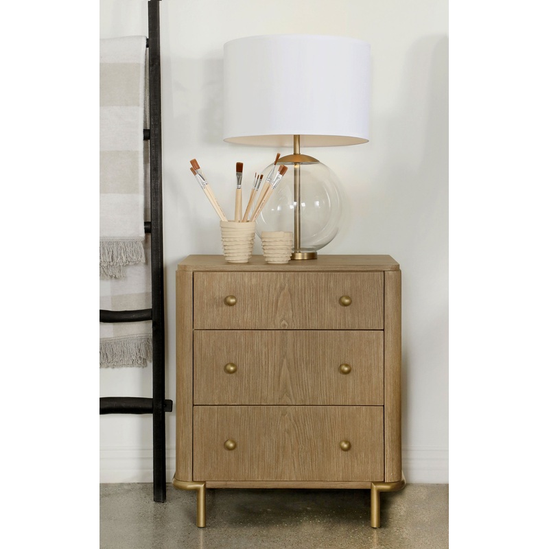 Arini 3-drawer Nightstand with Dual USB Ports Sand Wash