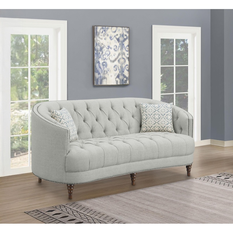 Avonlea Sloped Arm Upholstered Sofa Trim Grey