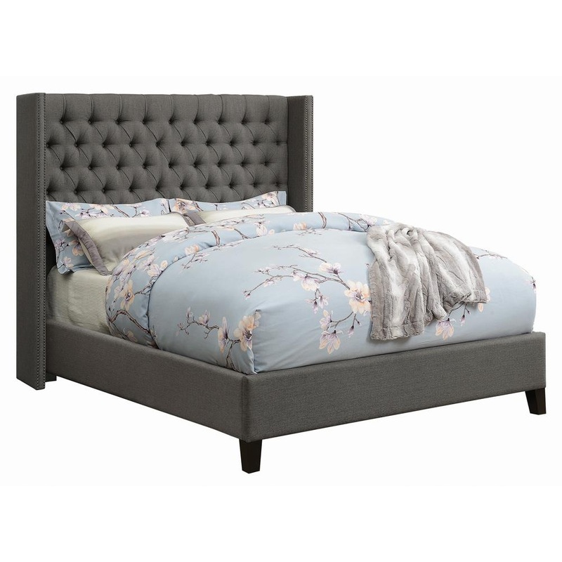 Bancroft Demi-wing Upholstered California King, E.King, Queen & Full Bed Grey