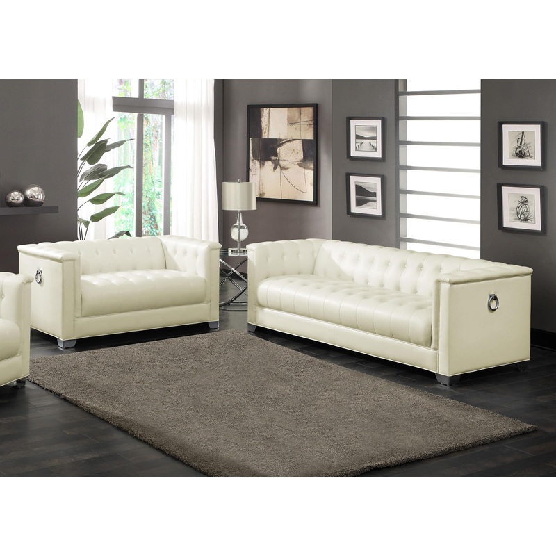 Chaviano 2-piece Upholstered Tufted Sofa Set Pearl White