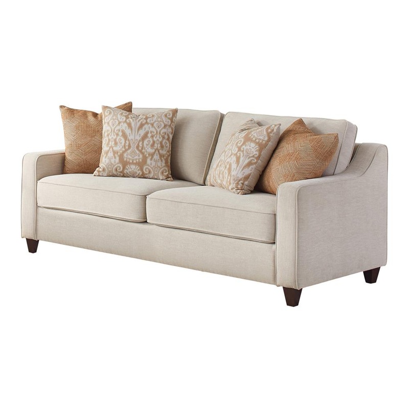 Christine Upholstered Cushion Back Sofa Beige