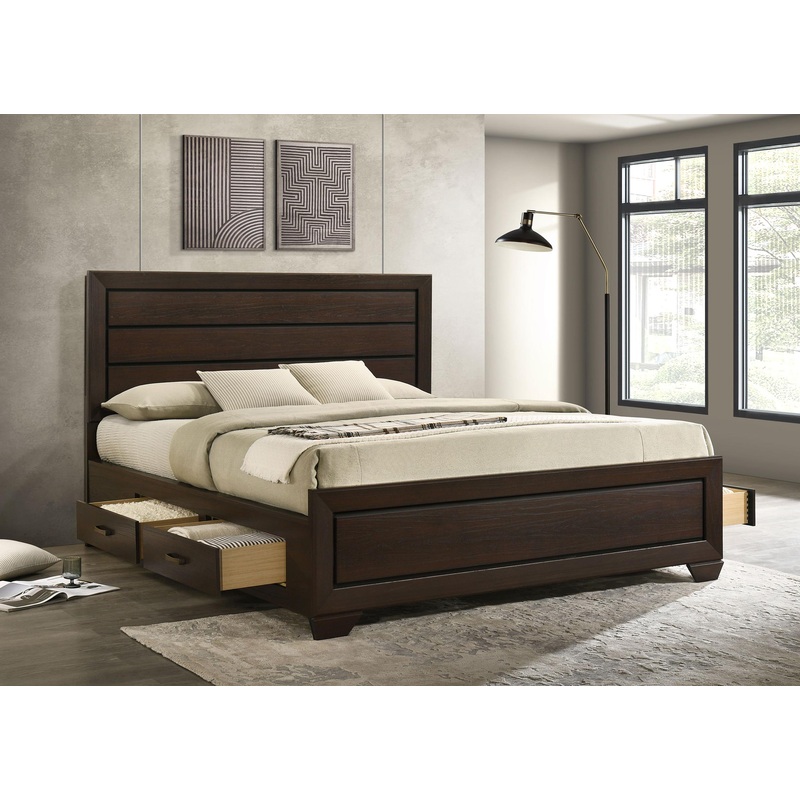 Kauffman California King, Eastren king, & Queen Storage Bed Dark Cocoa