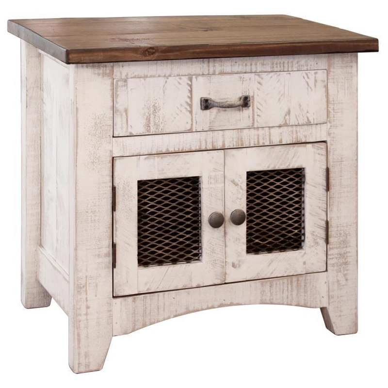 Pueblo White 1 Drawer, 2 Mesh door Nightstand