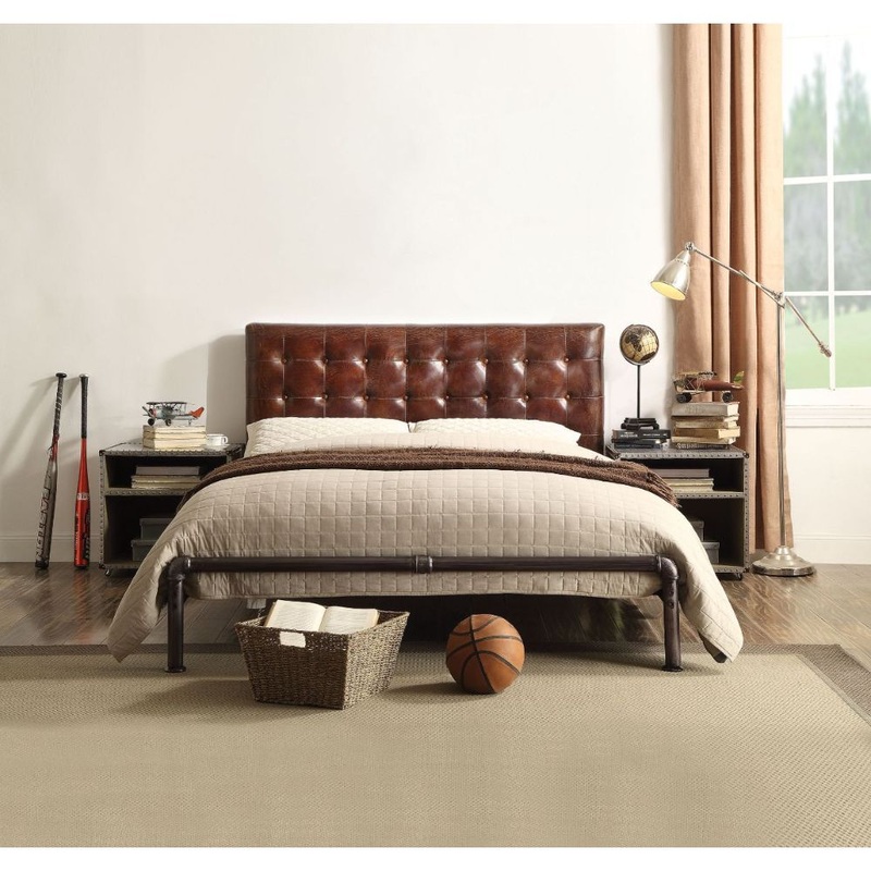 Brancaster – Queen Bed – Vintage Brown Top Grain Leather