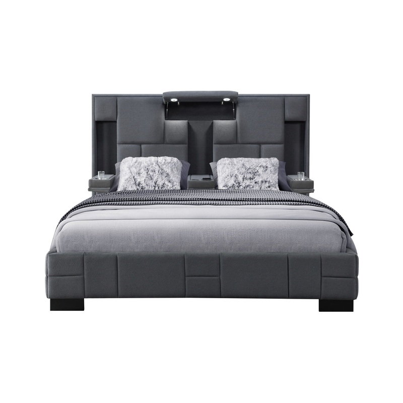 Oscar – King Bed Without Wood Trim – Dark Gray