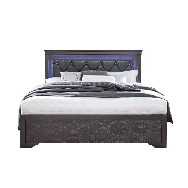 Pompei – Queen Bed With LED – Gray